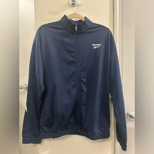 Reebok Vector Knit Track Jacket Mens Medium Full Zip Navy Blue Red White